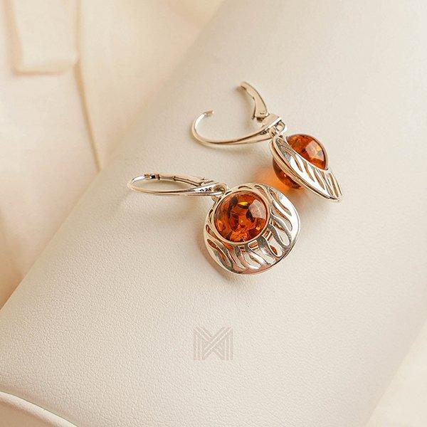 Bông tai Bạc 925 đính Đá Hổ Phách Multifaceted Millenne Paris MLER1032BA