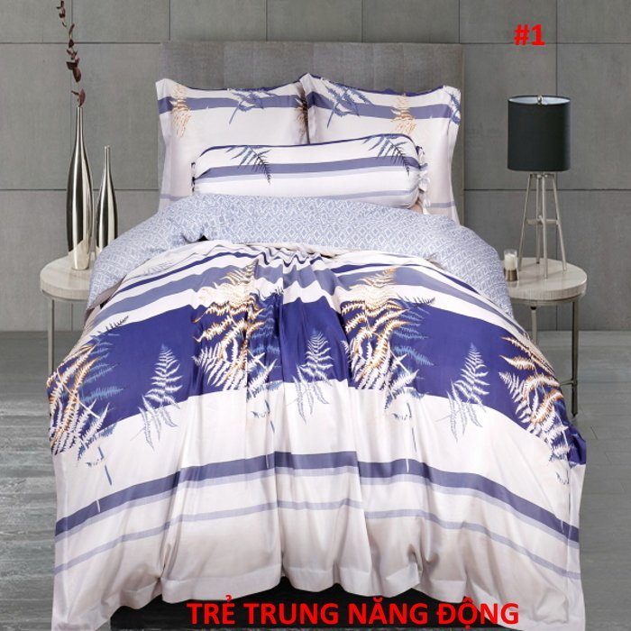 Bộ chăn ga và vỏ gối 5 món, vải 100%Tencel 60s, họa tiết sọc cách điệu - 5 Món - Ga 1m8x2m