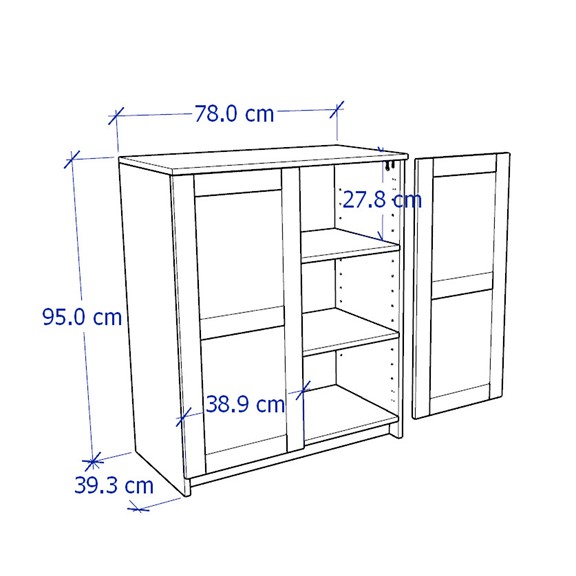 KALUA, Kệ đựng đồ 3 tầng có cửa STO_055, 78x41x95cm