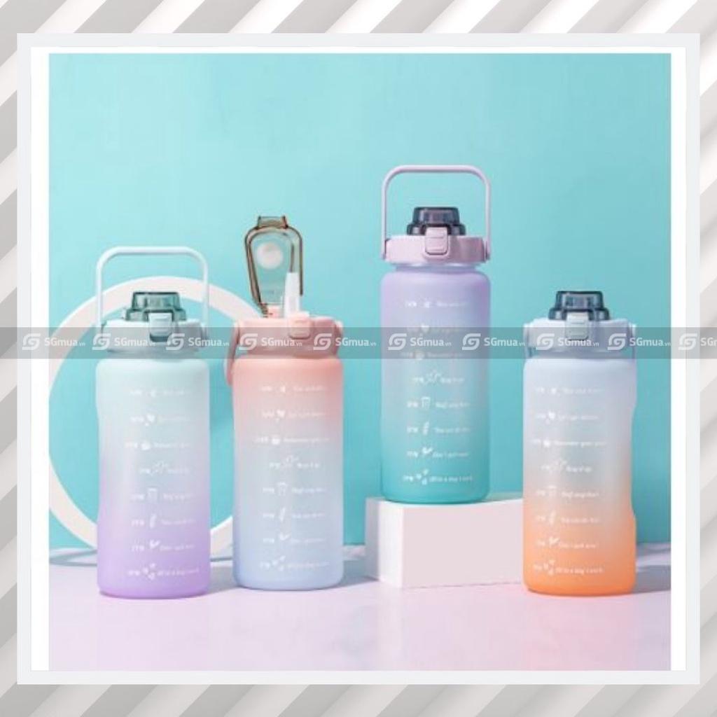 Bình nước thể thao 2L màu cầu vồng, có sticker dán kèm theo