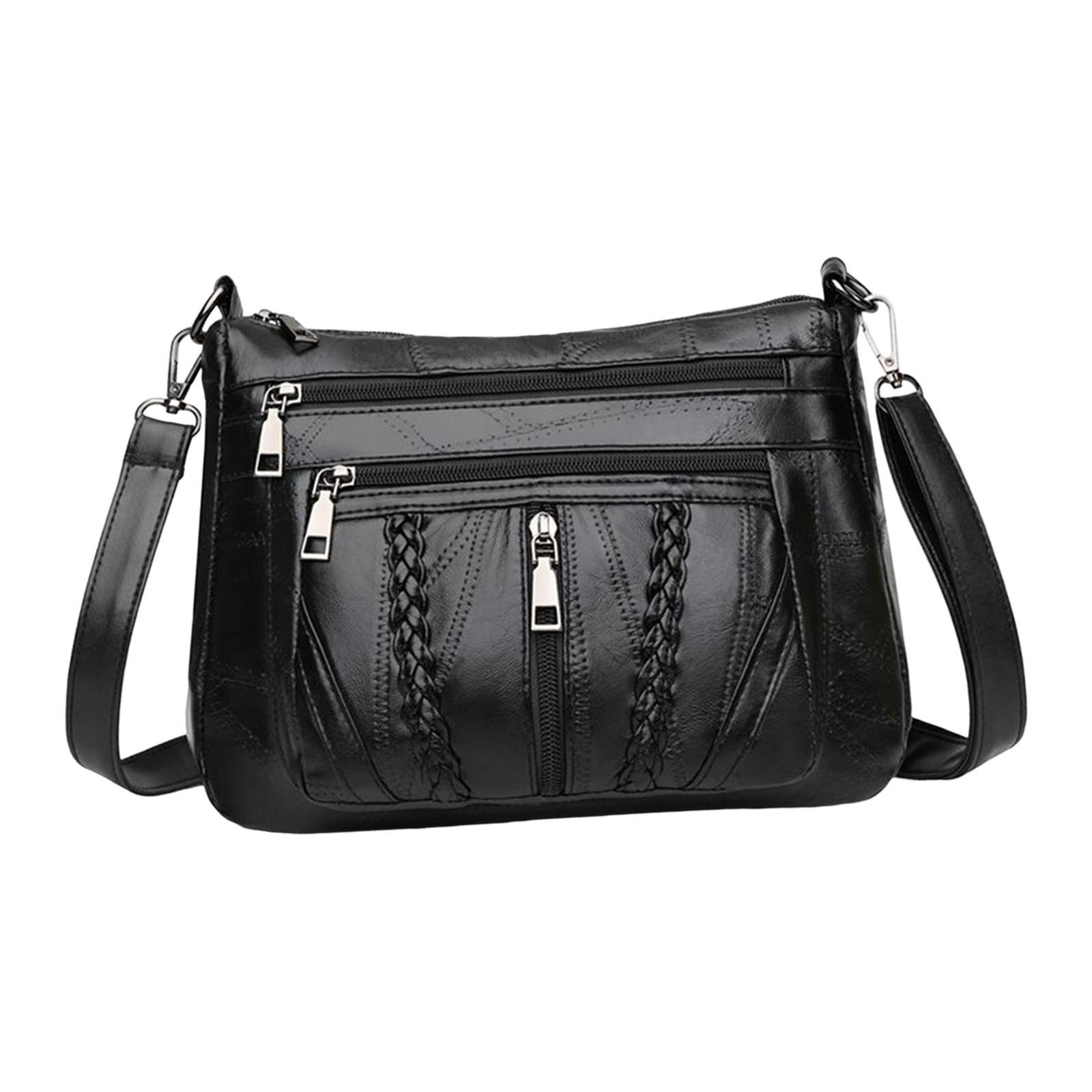 Womens Leather Shoulder Bag Travel Bag Big Capacity Vacation Zipper Handbag