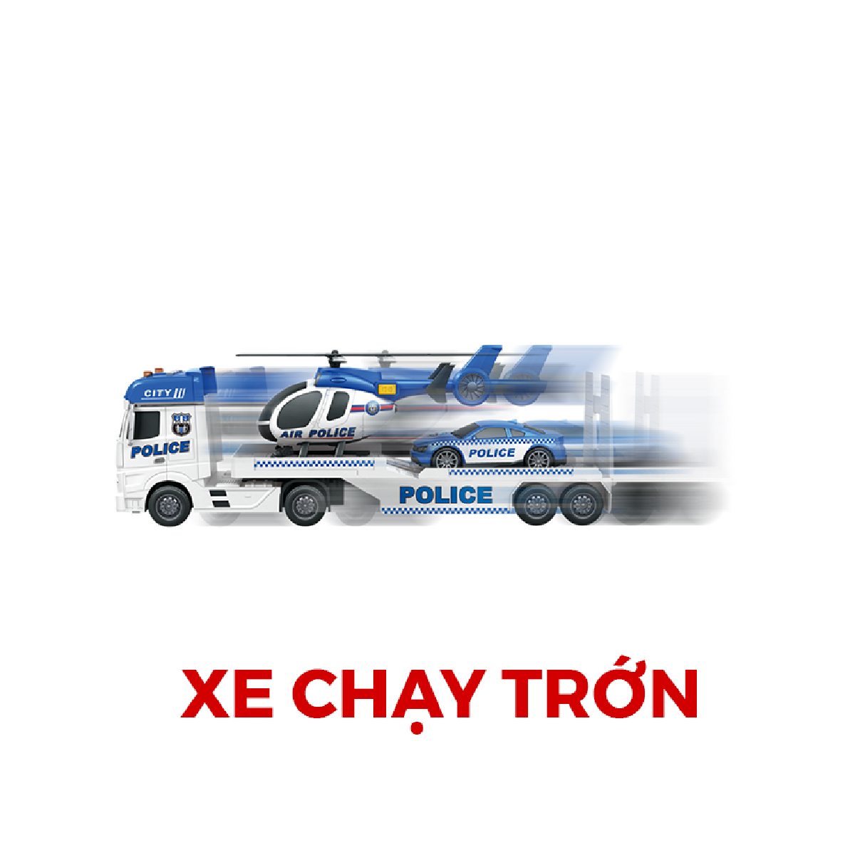 Đồ Chơi Xe Tải Vận Chuyển Phương Tiện Cảnh Sát Có Đèn Và Âm Thanh VECTO VT66F