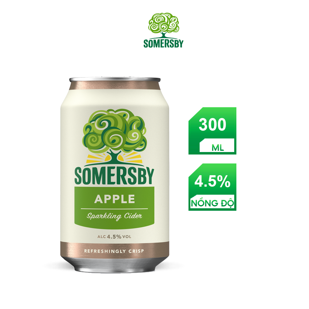 Nồng độ cồn 4.5% - Thùng 12 Lon Nước Táo Lên Men Somersby Apple 330ml