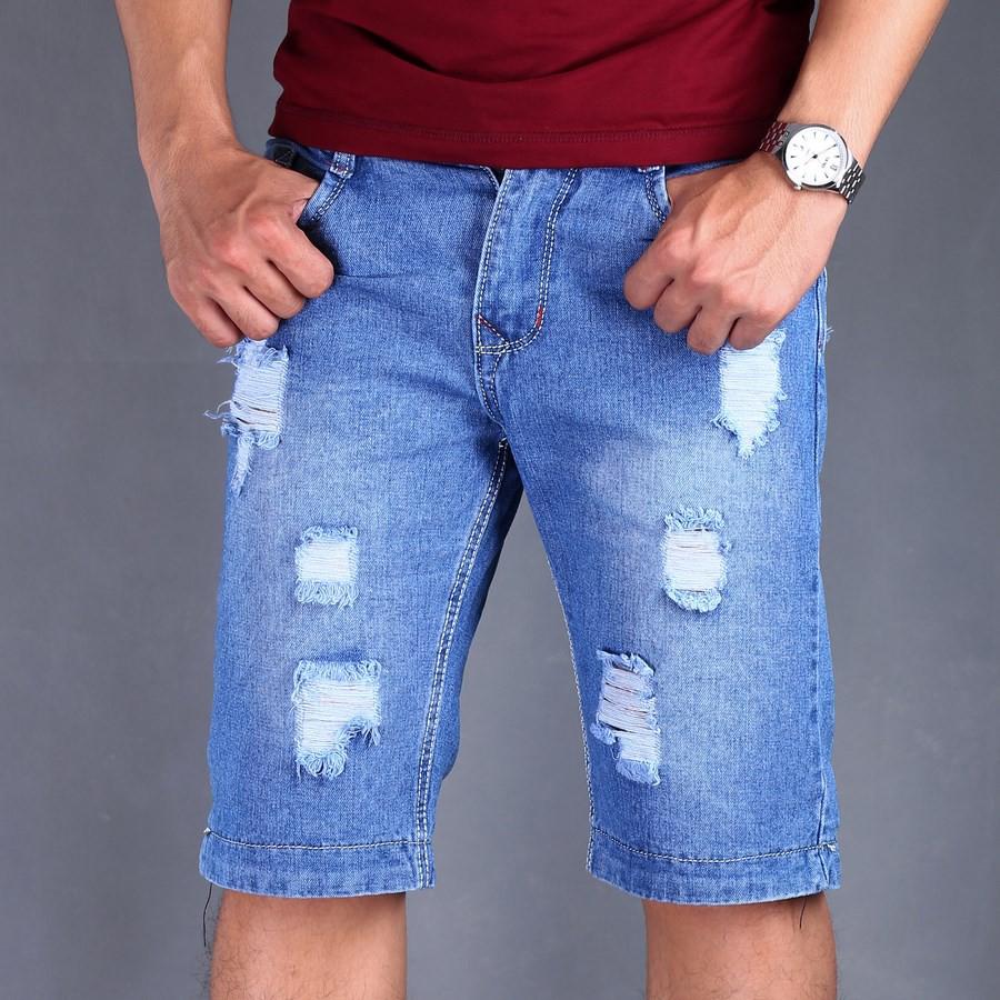 Quần short jean nam xanh rách thời trang GN33 | quần short nam | quần nam