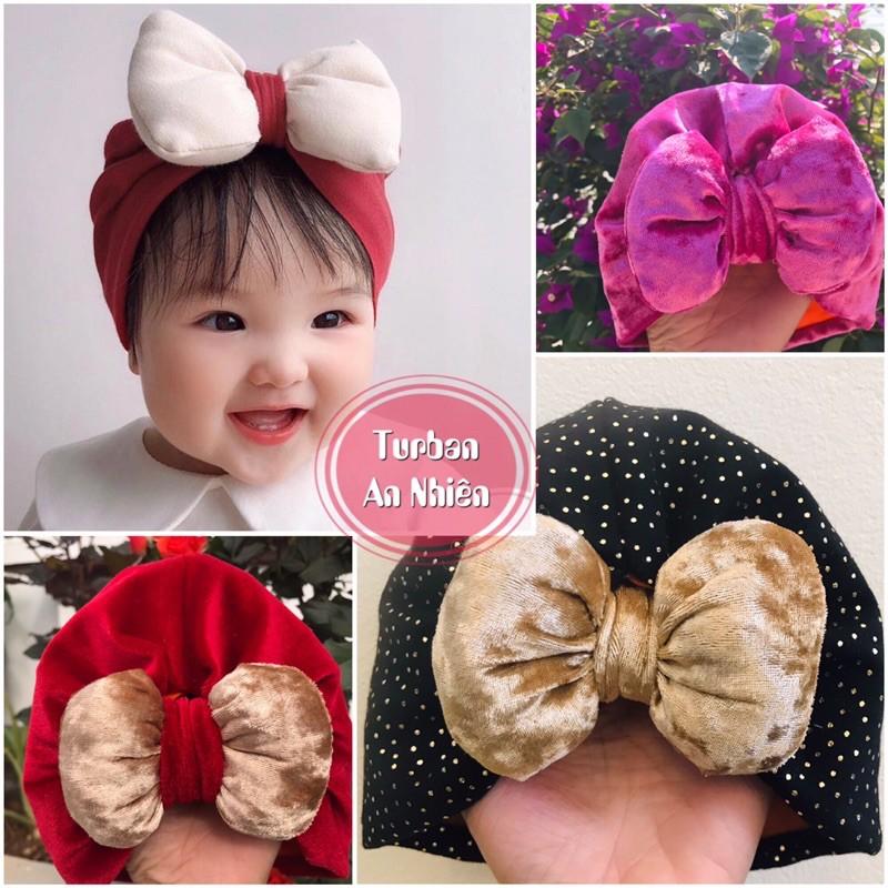 Mũ turban nơ phồng đáng yêu cho bé
