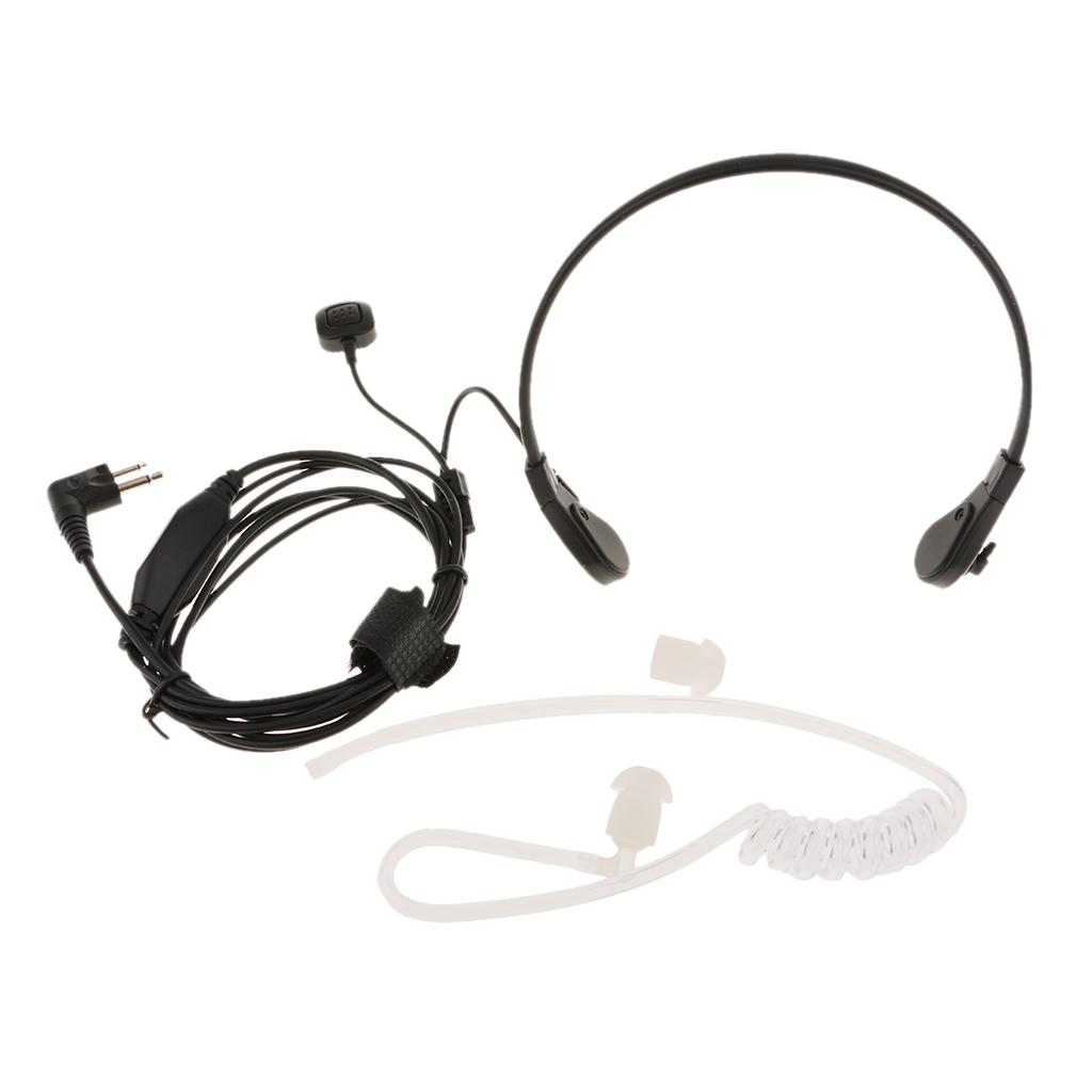 Throat Mic Covert Acoustic Tube Earpiece Headset With Finger Ptt Compatible For 2 Pin Two Way Radio Walkie Talkie Motorola P88, Cp040. Cp100, Cp110, Cp125, Cp150, Cp200, Cp250, Cp300