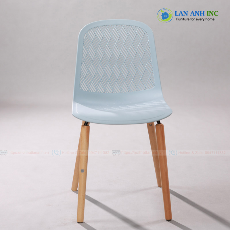 Ghế nhựa chân gỗ cao cấp cafe bàn ăn văn phòng đẹp hiện đại LAE3003C