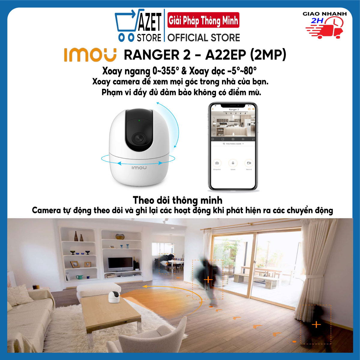 Camera ip wifi imou ranger A42P 4M Quad HD (2K ) A22EP | Full HD 1080P | phiên bản mới xoay 360 | hàng chính hãng | bảo hành 2 năm