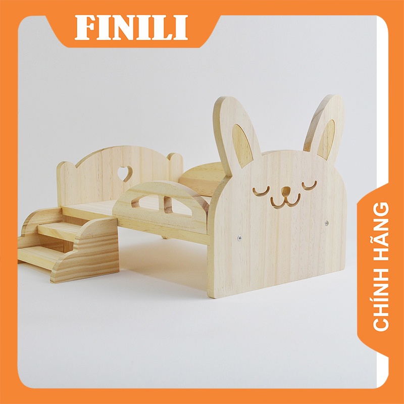 Giường tầng gỗ chó mèo hình chú thỏ bằng gỗ thông nhập khẩu chắc chắn lắp ghép TFH69