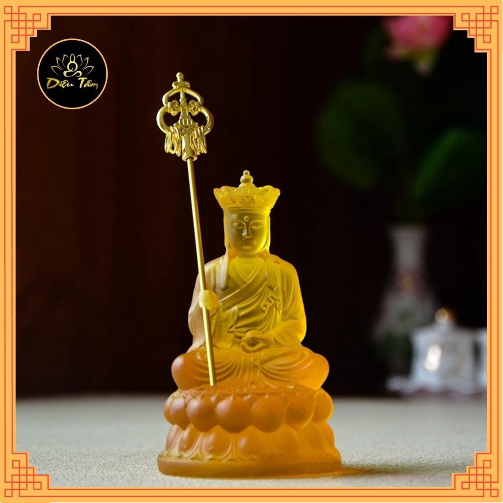 Tượng phật địa tạng vương bồ tát cao 10cm tượng phật để ô tô đồ thờ cúng shop Diệu Tâm mẫu Địa Tạng LL đài sen 10cm