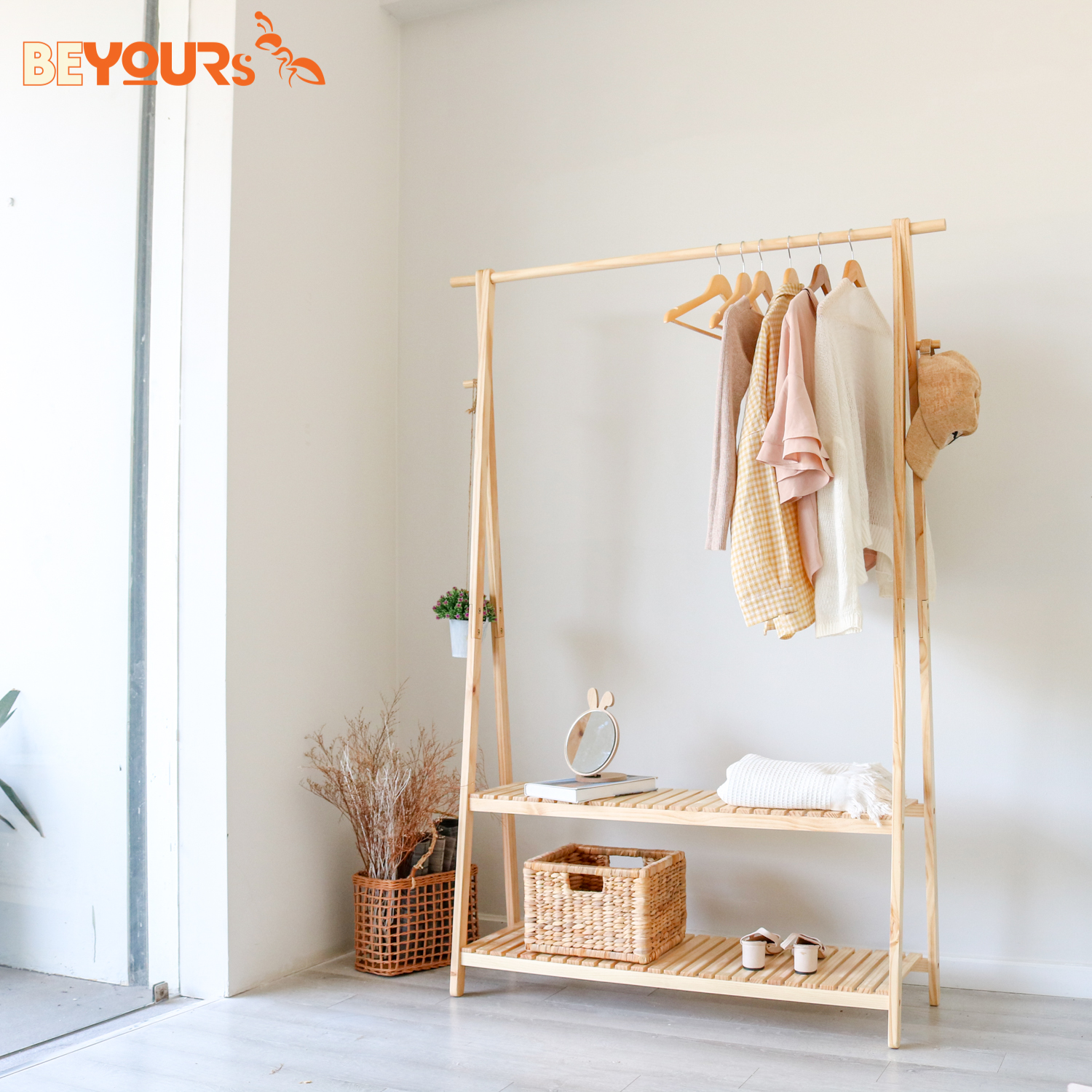 Giá Treo Quần Áo 2 Tầng BEYOURs CLOTHES HANGER 2-TIER Version 2023 Nội Thất Gỗ Lắp Ráp Dễ Dàng Tiện Dụng