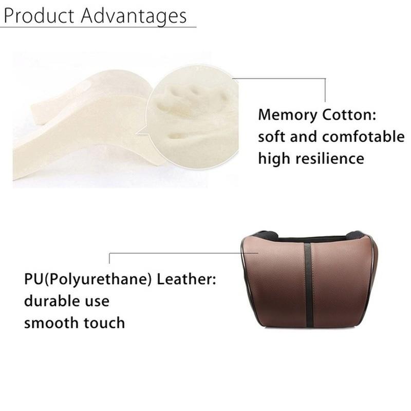 Gối đầu ô tô có thể điều chỉnh da PU Bộ nhớ cotton đệm tựa cổ Hỗ trợ phụ kiện ô tô