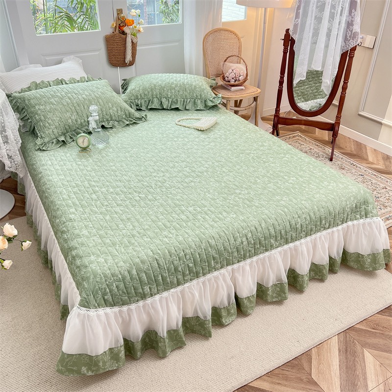 Bộ ga gối viền bèo chất cotong 2m*2m2 nhập khẩu