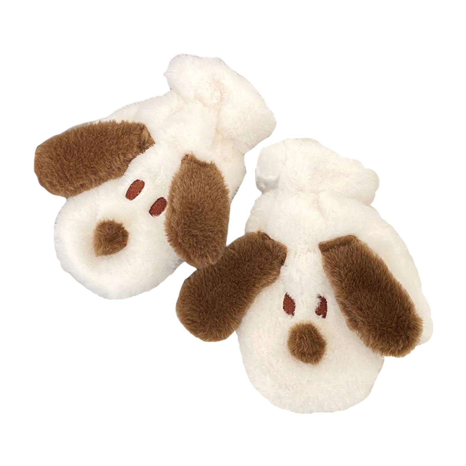 Women's Cute Plush Gloves Warm Windproof Soft for Winter Cycling