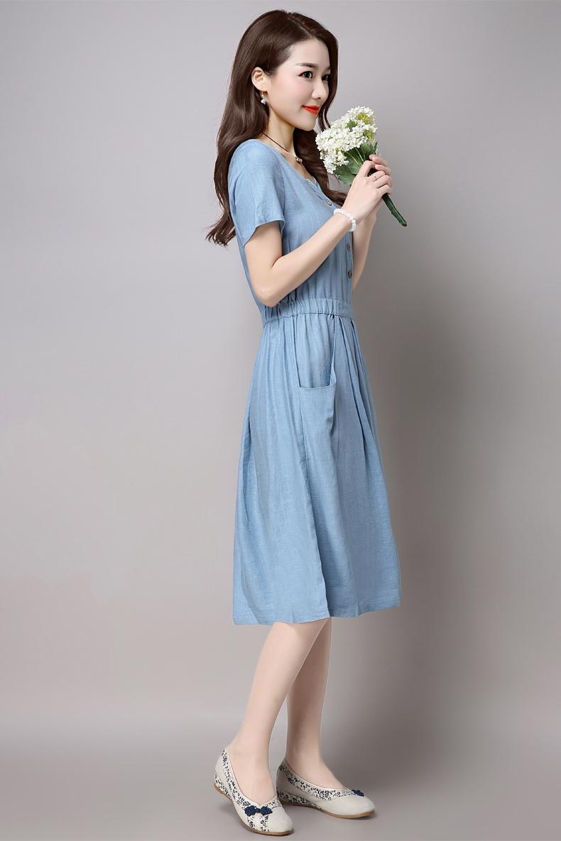 ĐẦM SUÔNG CHUN EO PHỐI TÚI CHÉO - DS116