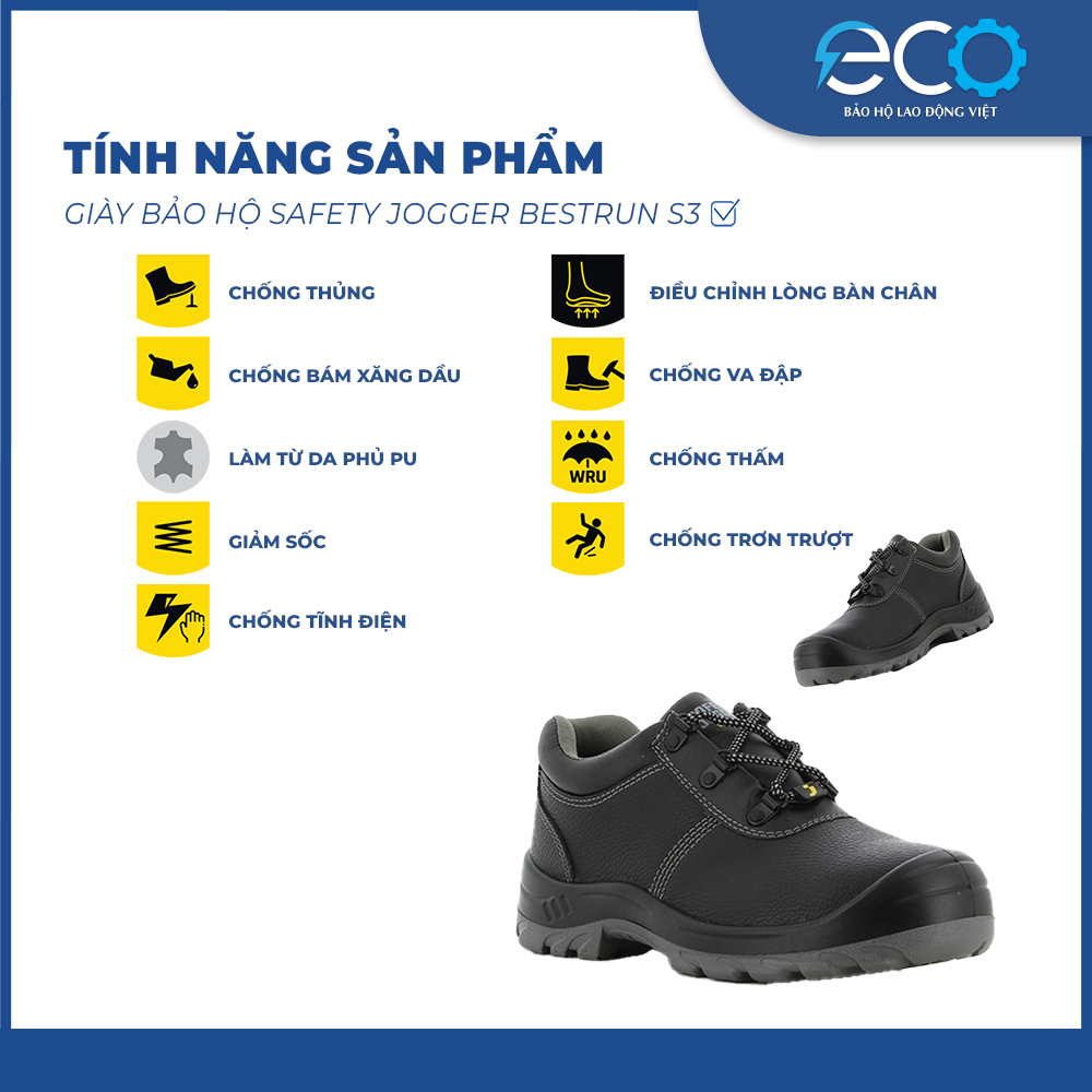 Giày bảo hộ Bestrun S3 cổ thấp chống trơn trượt, chống đinh, chống dầu, chống va đập form thể thao