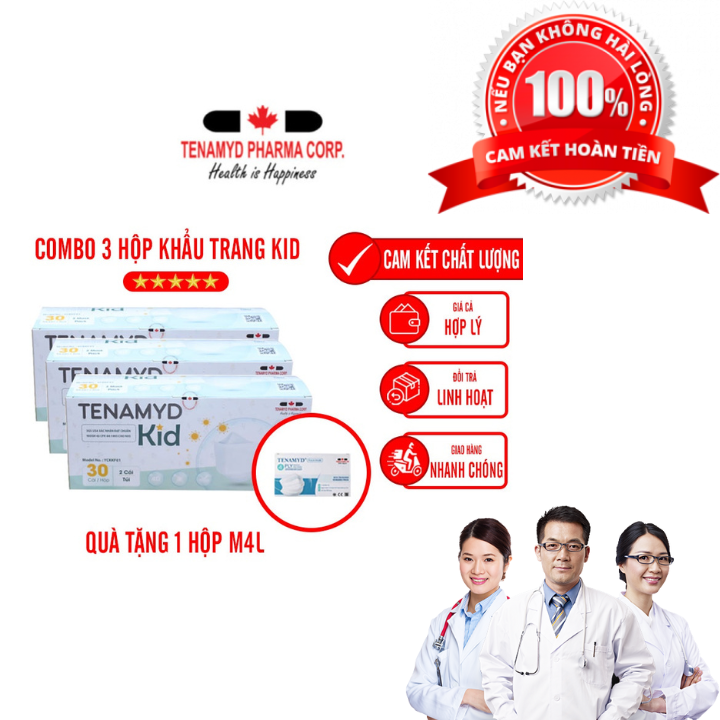 (Combo 3 Hộp) Khẩu Trang Trẻ Em Tenamyd Chính Hãng