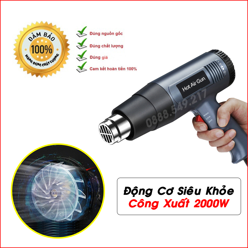 Máy khò hơi nóng Talon 2000w hàng Công Ty , khò nhiệt, bọc màng co giỏ quà tết, dán decal ( Có Chỉnh Nhiệt Độ )