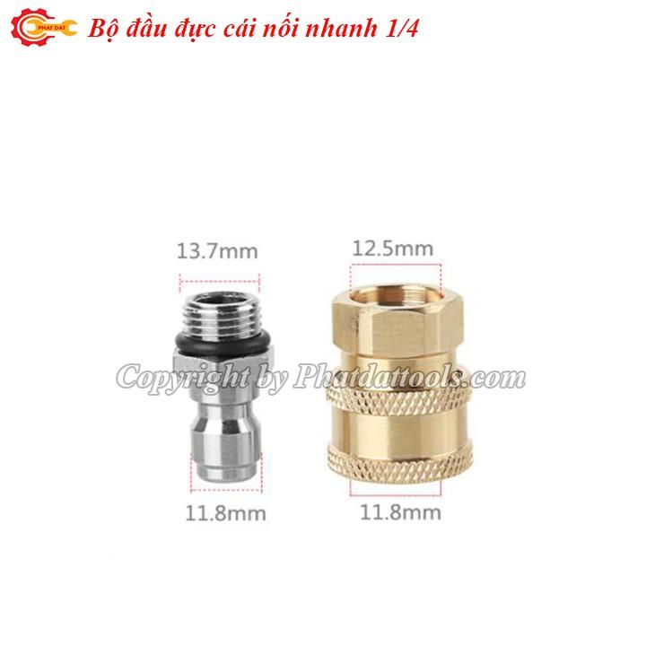 Đầu đực,cái nối nhanh 1 phần 4,ren 14mm-Phụ kiện máy xịt rửa xe-Kết nối nhanh súng rửa xe với bình bọt tuyết,đầu béc rửa