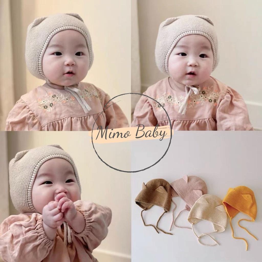 Mũ nón len cột dây tai mèo dễ thương cho bé 5m-2y Mimo baby ML49