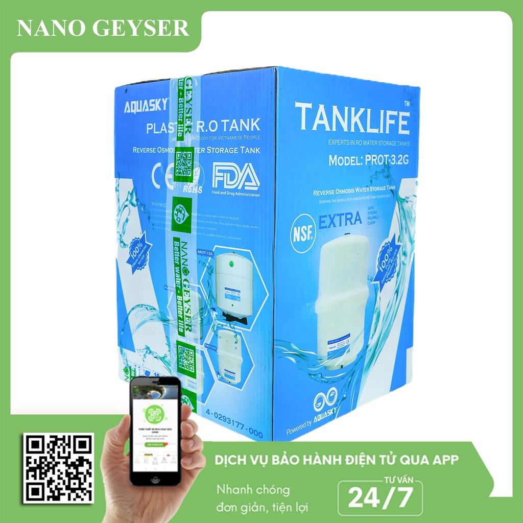 Bình áp máy lọc nước 8L Nano Geyser, Tặng van bình áp nối nhanh - Hàng Chính Hãng