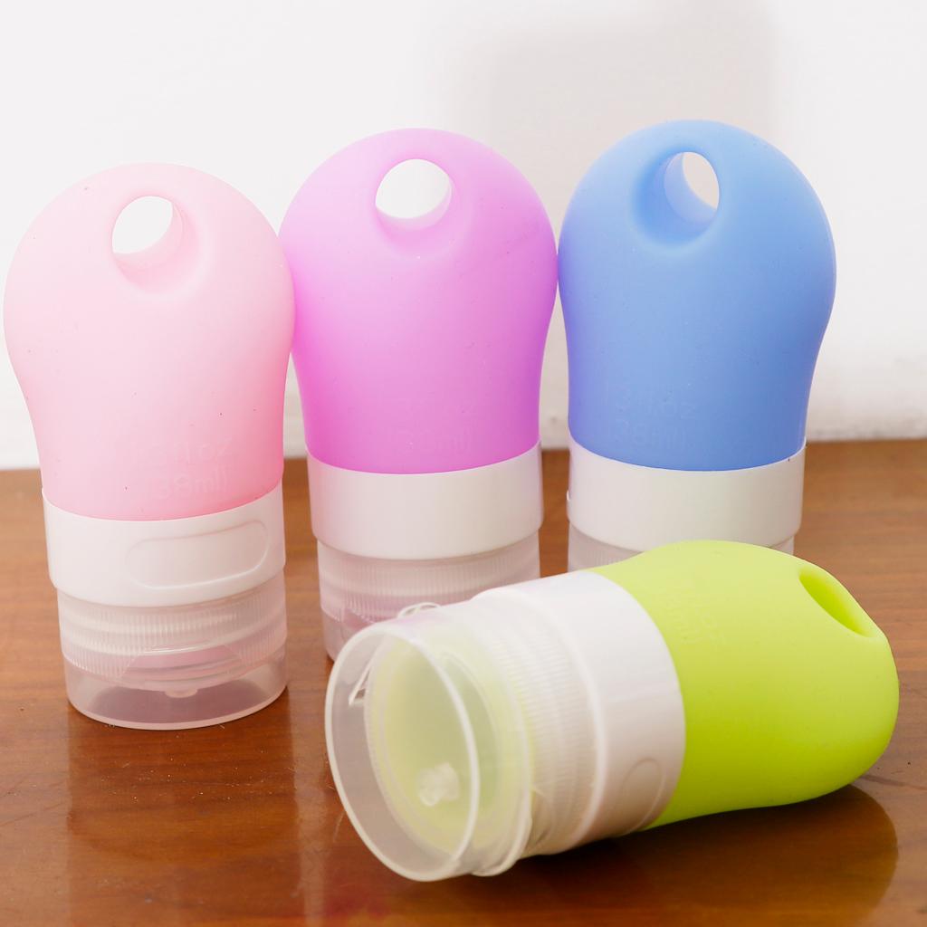 4 Pieces Portable Refillable Silicone Empty Cosmetic Containers for Travel