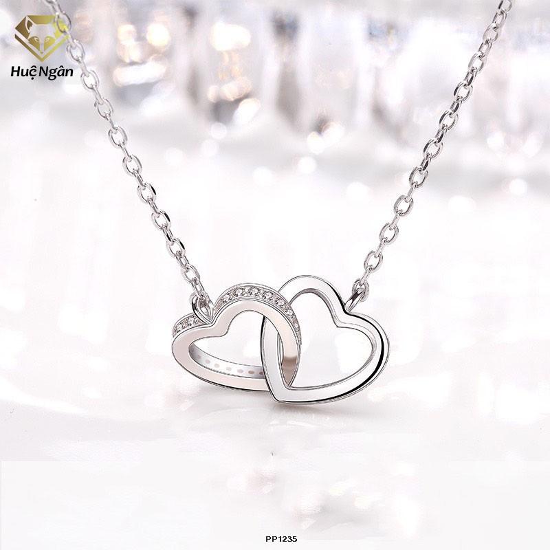 Dây chuyền bạc Ý 925 Huệ Ngân - Tim xinh đính đá PP1235