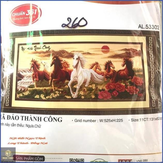 Tranh thêu mã đáo thành công 8 con ngựa 3D AL53302_ chưa thêu
