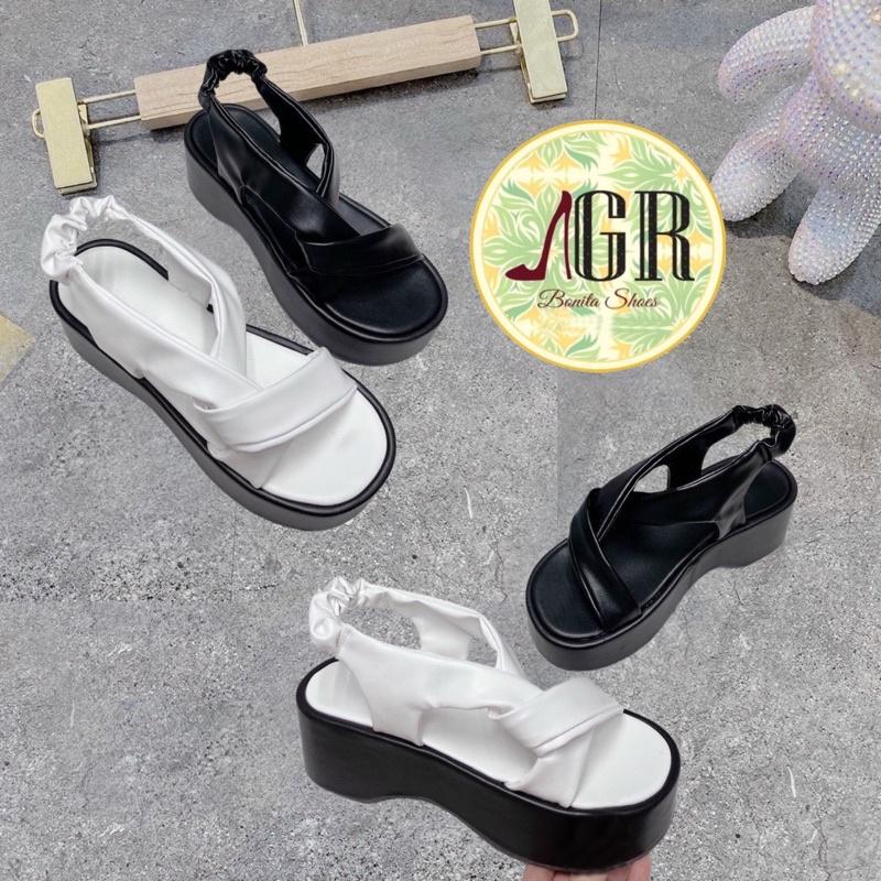 Sandal xuồng xoắn hậu thun da mềm cao 5 cm