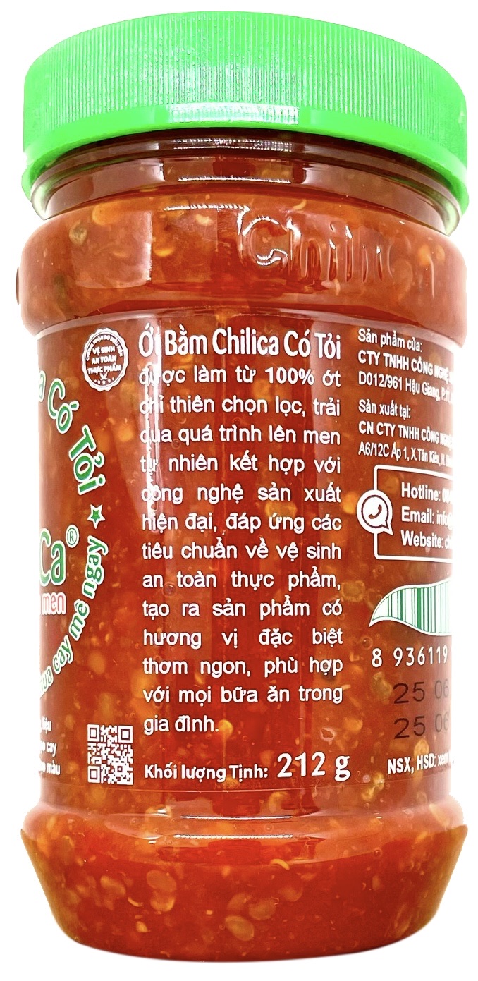 Ớt Bằm Chilica Có Tỏi 212g