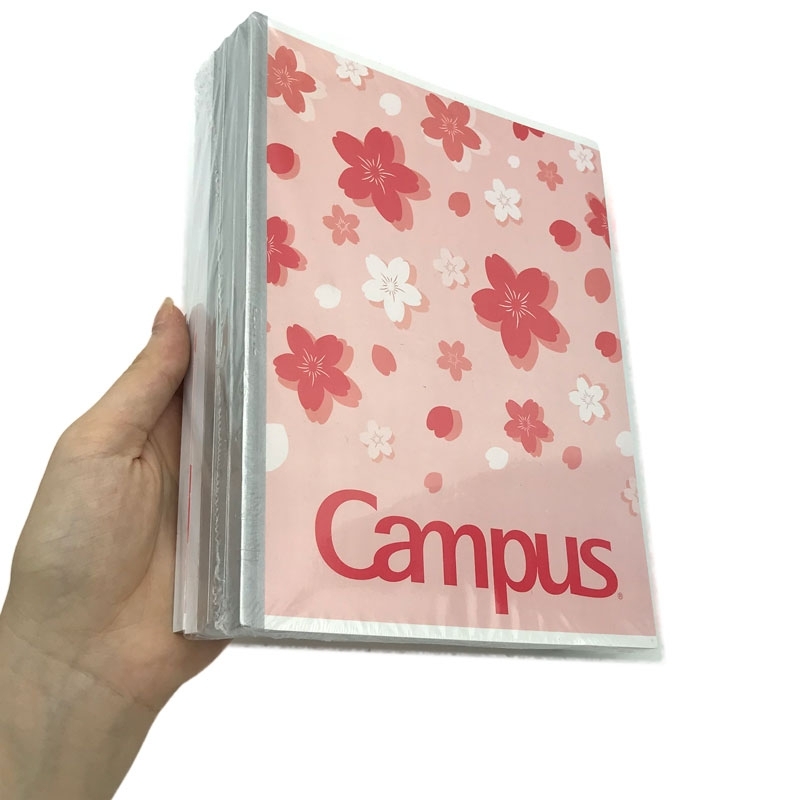 Vở A5 Kẻ 4 Ly Ngang 200 Trang ĐL 70g/m2 - Campus Sakura (Mẫu Màu Giao Ngẫu Nhiên)