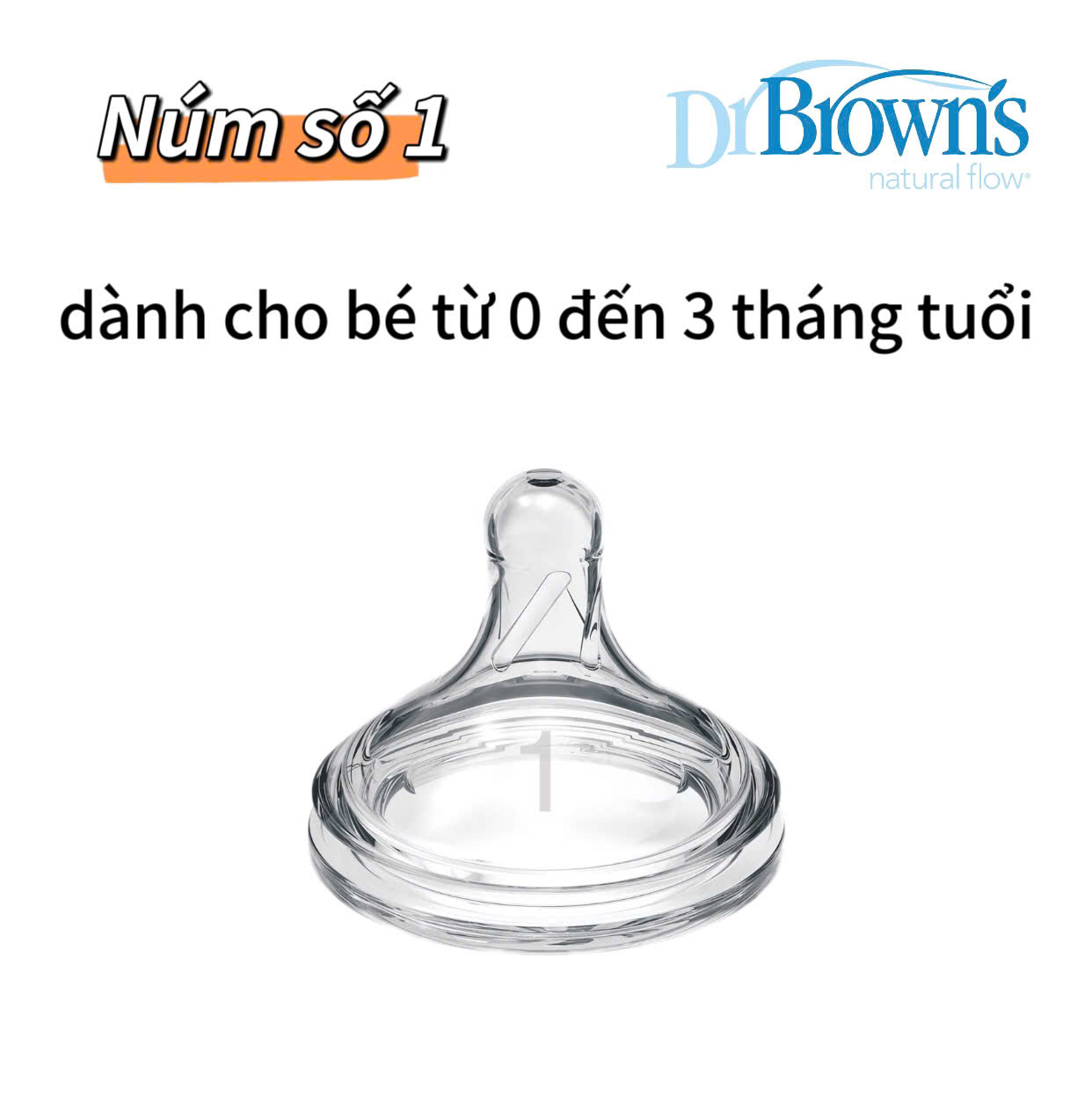 [ Không có vỏ hộp ] - Lẻ 01 cái núm ty thay thế bình sữa Dr.Brown's cổ rộng dòng Options Plus