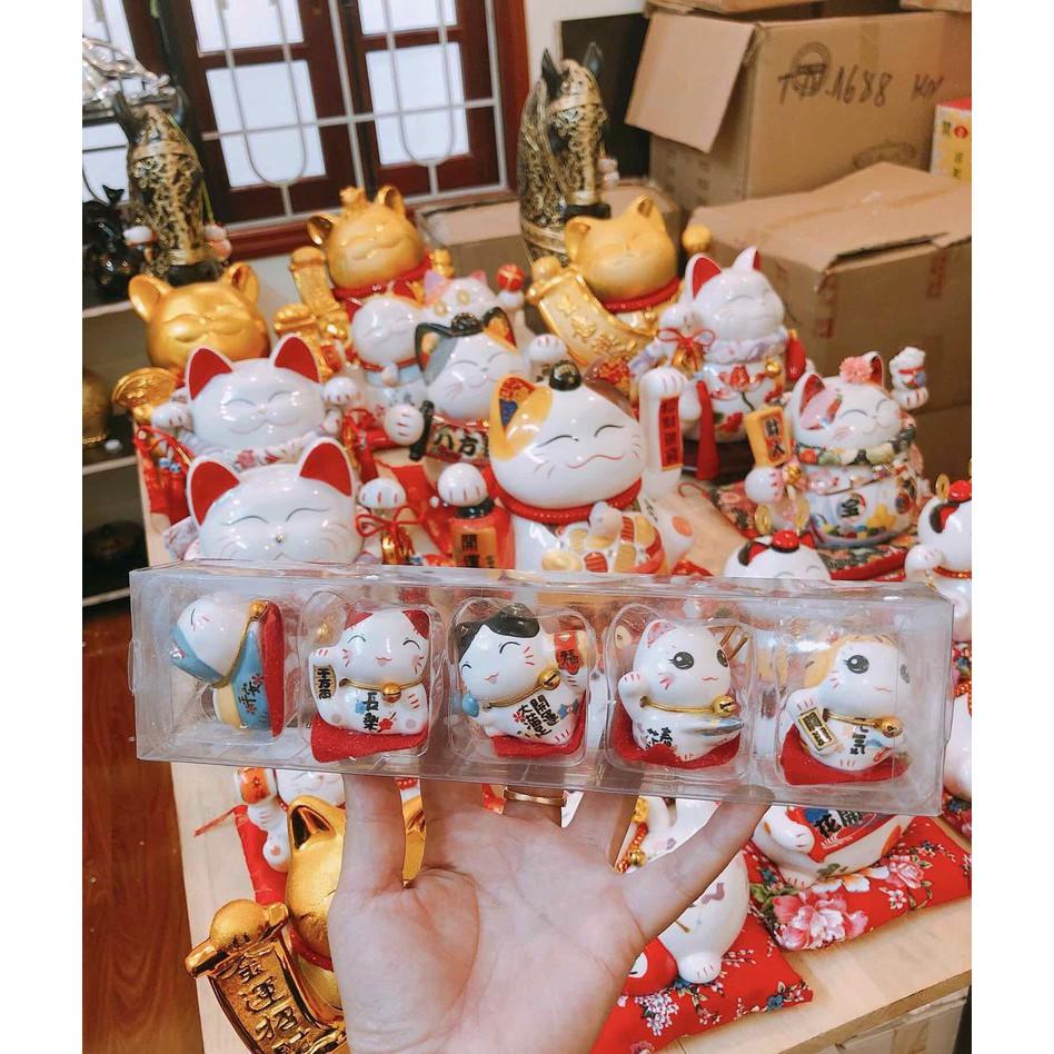 BỘ TƯỢNG 5 MÈO THẦN TÀI - CỰC KỲ MAY MẮN - 5 MÈO MANEKI NEKO