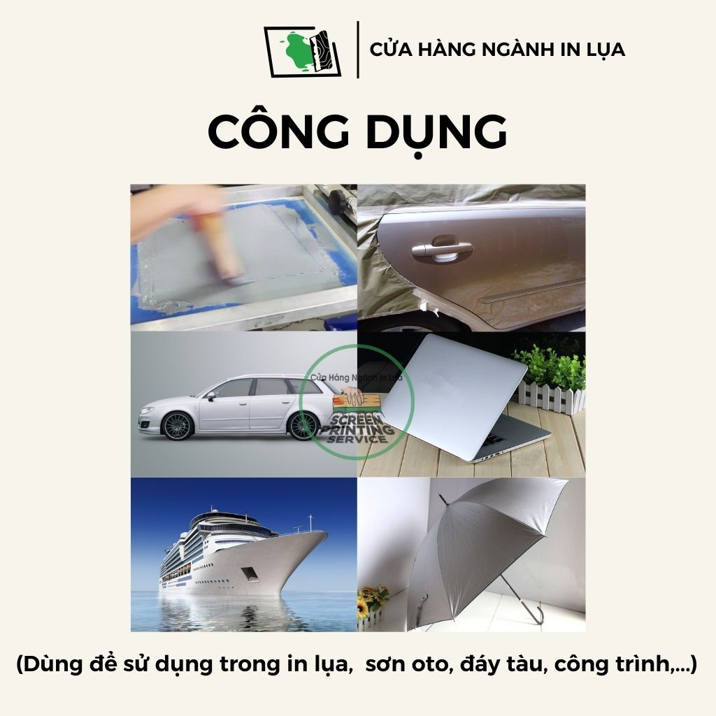 Bột nhão nhôm bạc dẻo (Aluminium paste) để in lụa trên giấy, PP PE, sơn công trình, sơn ô tô, chống rỉ sét 100gram