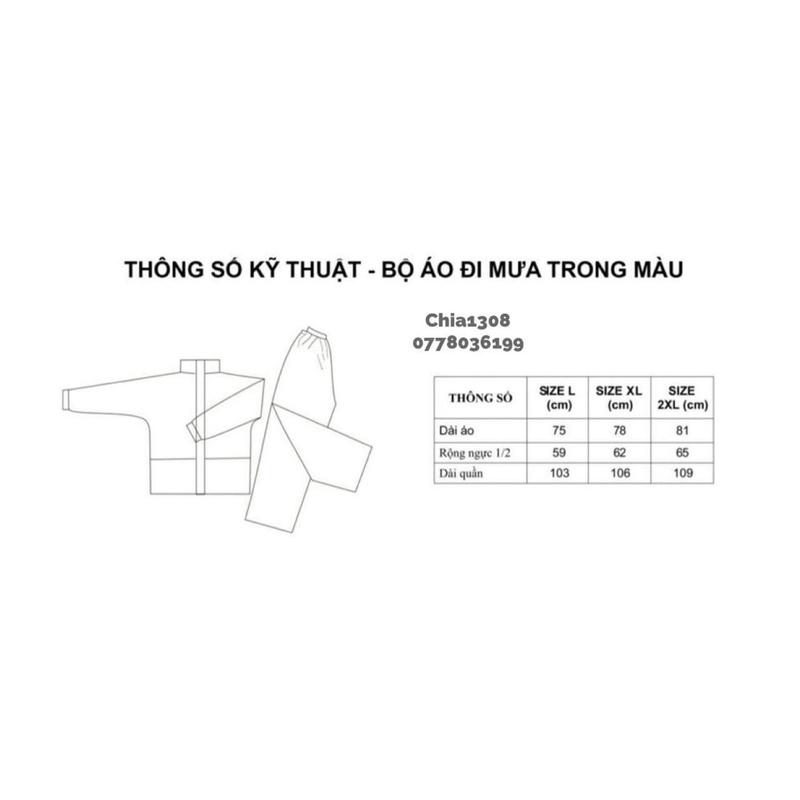 Áo mưa bộ trong suốt Rando (sỉ ib