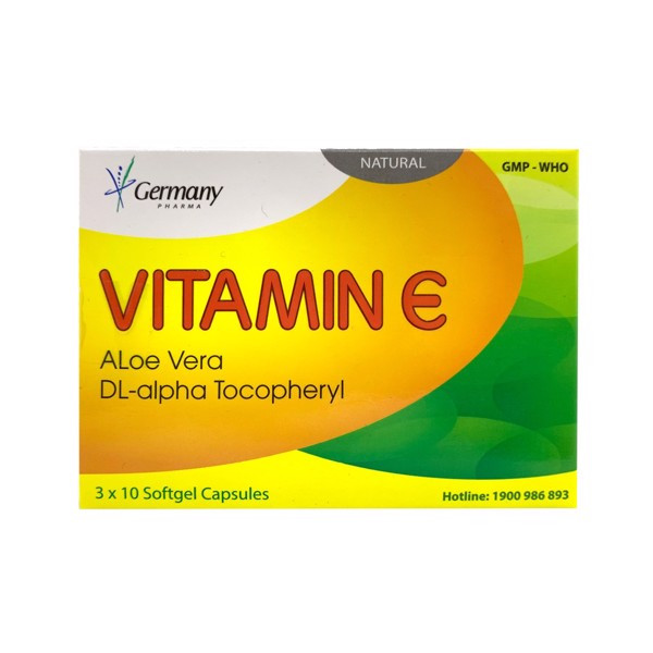 Viên uống đẹp da VITAMIN E - Germany Pharma (Hộp 3 vỉ x 10 viên)