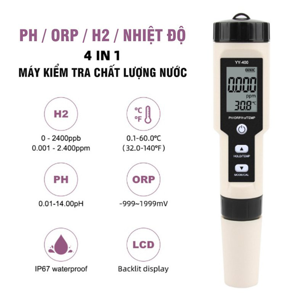 Bút Đo PH 4 in 1 PH/ORP/H2/Nhiệt Độ YY400