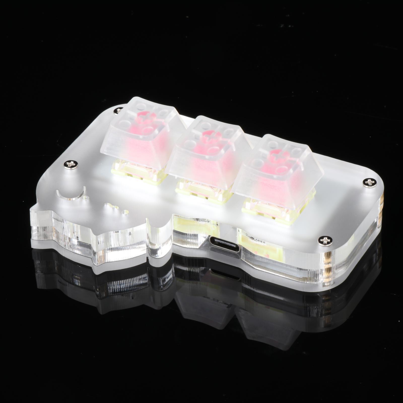 Mini 3 Key Game Keypad RGB LED Backlit Transparent Keycap