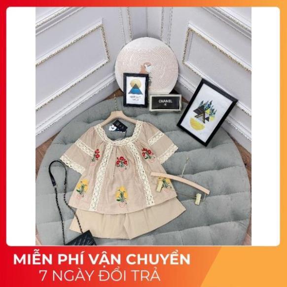 SET ÁO KEM PHỐI REN THÊU HOA QUẦN ĐÙI KEM