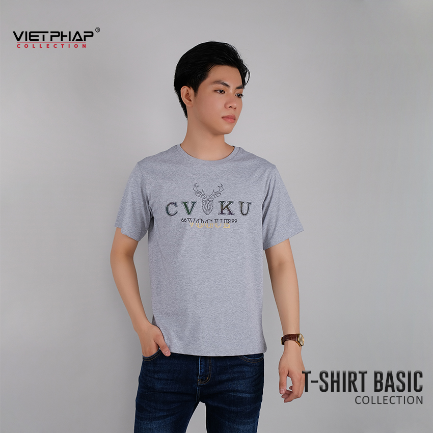 Áo Thun Tròn Cao Cấp VIỆT PHÁP / Form Unisex- Chất liệu cotton co dãn thấm hút mồ hồi tốt 7803