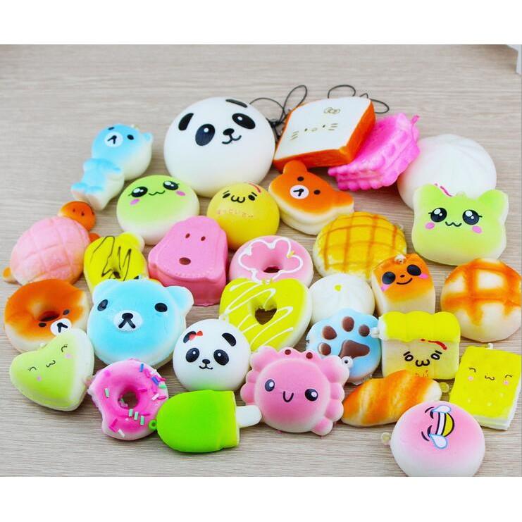 30 móc khóa squishy dẻo hình dáng ngẫu nhiên
