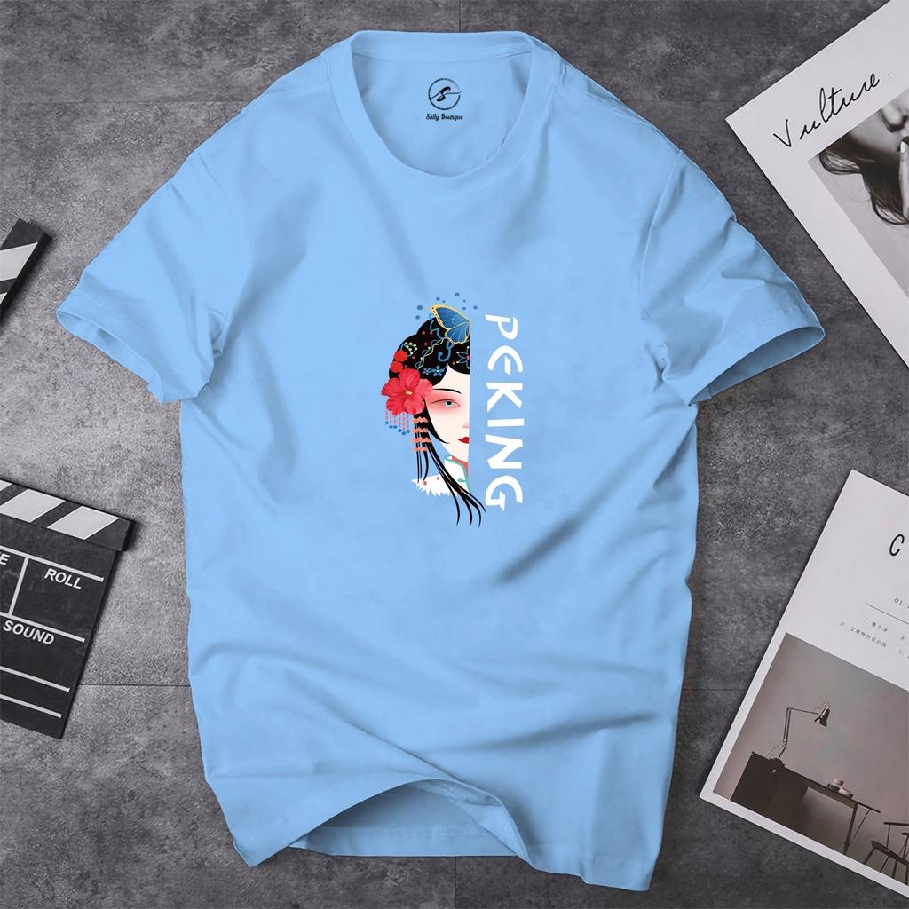 Áo Thun Nữ In Chữ Peking Vải Cotton Dày Dặn Co Giãn Tốt Form Xuông Mặc Thoải Mái-ST001 Sally Boutique