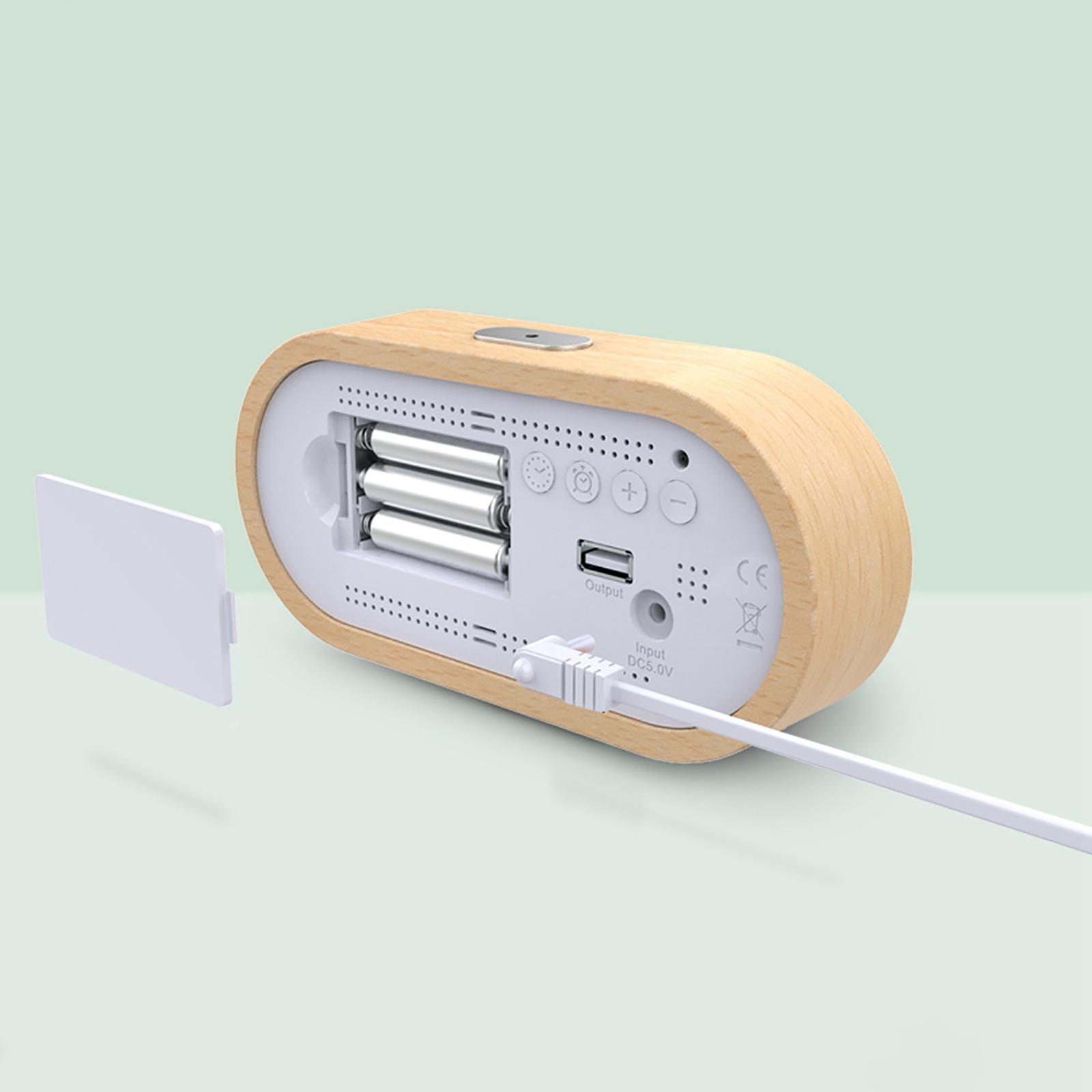 Dual Alarm Clock Temperature USB LED Display Dimmer for Bedroom Bedside Home