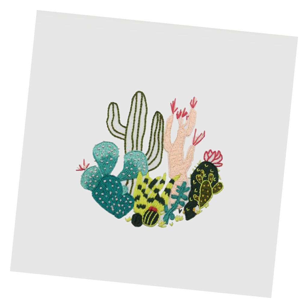 Embroidery Starter Kit Cross Stitch Kit Embroidery Cloth with Cactus Pattern