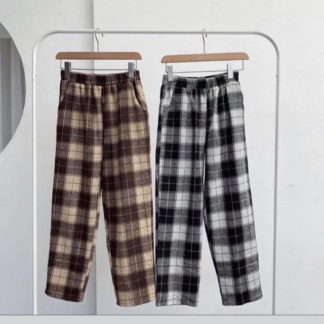 Quần caro unisex ống rộng/Caro Pants màu NÂU/ĐEN ️ Nam nữ unisex ️