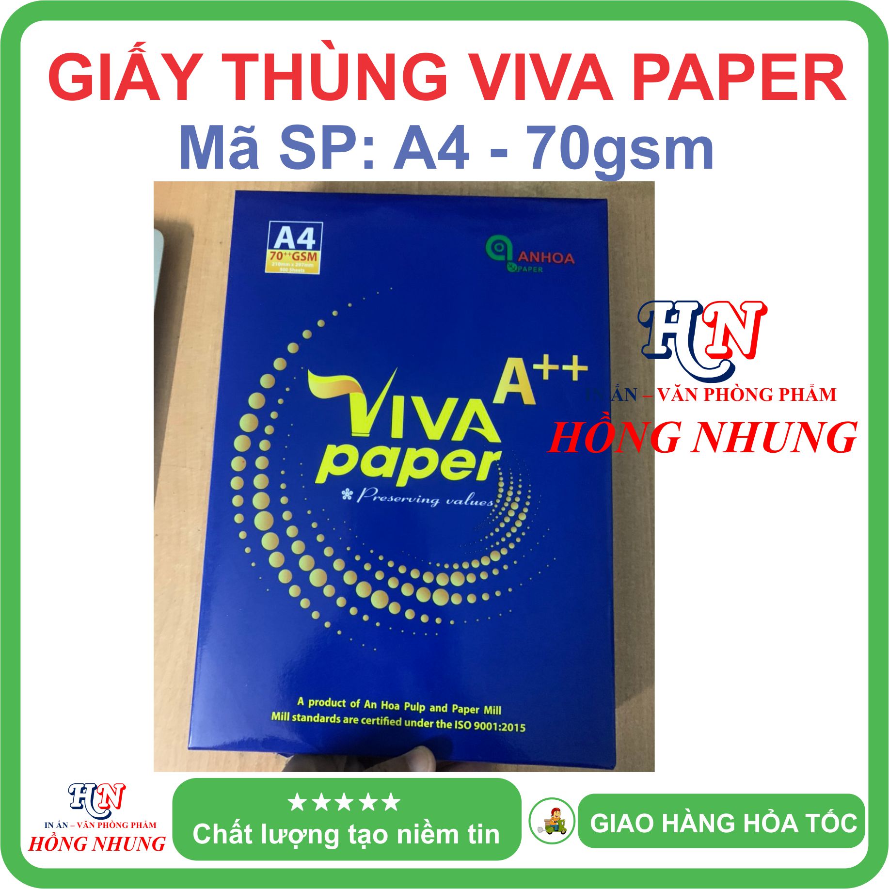 [ HỒNG NHUNG ] Giấy in Viva Paper A4, Định lượng 70gsm - Giấy thùng, trắng mịn, không lo kẹt giấy