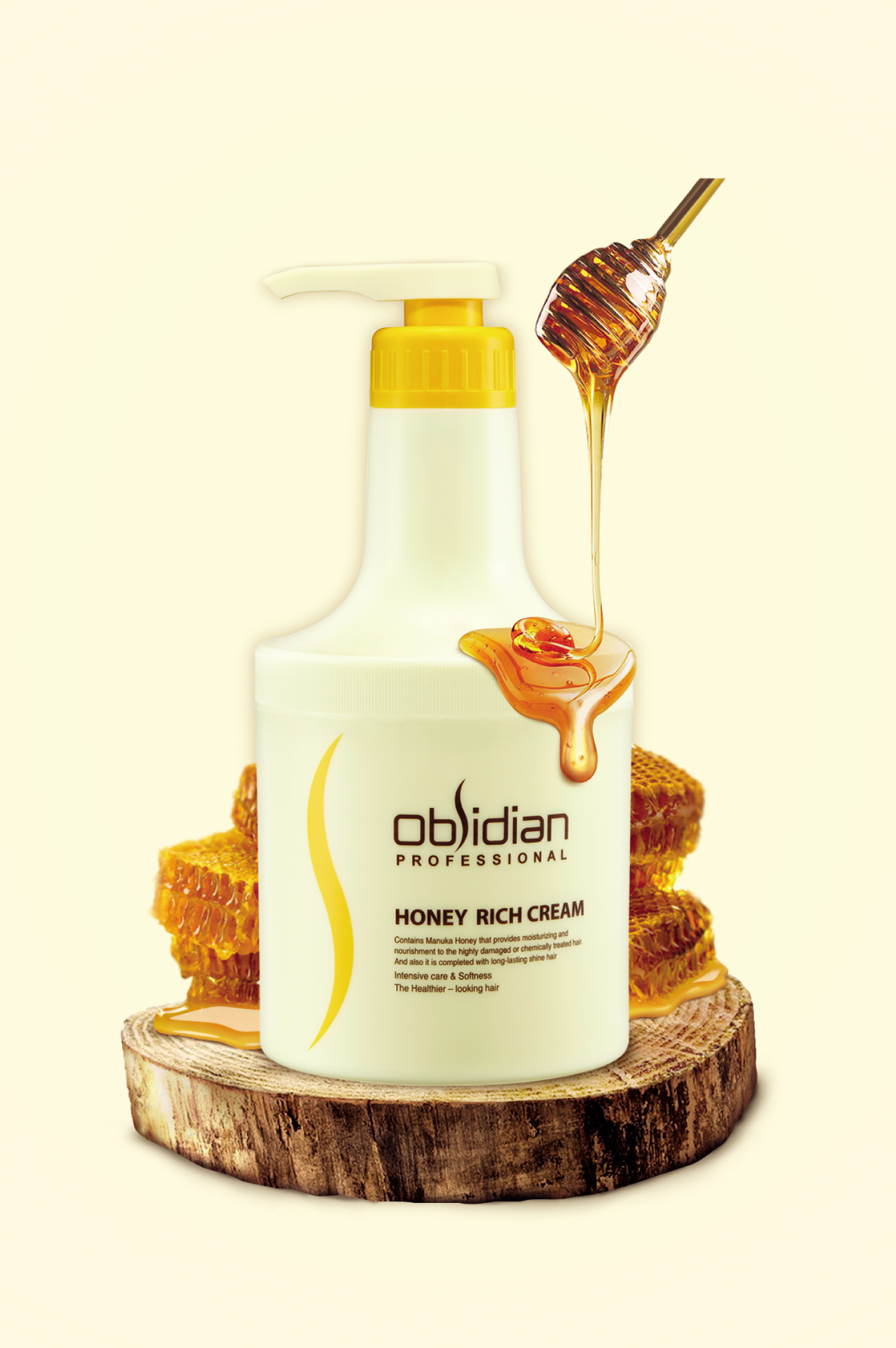 Kem hấp phục hồi tóc siêu tóc Obsidian Honey Rich Cream Hàn Quốc 750ml tặng kèm móc khóa