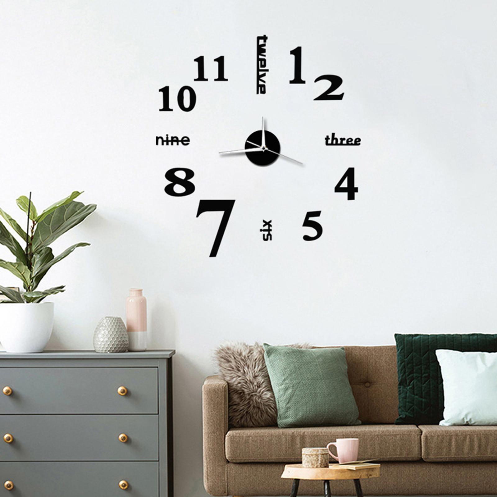 Wall Clock DIY Digital Clock Sticker Acrylic Decal for Home Decor Office