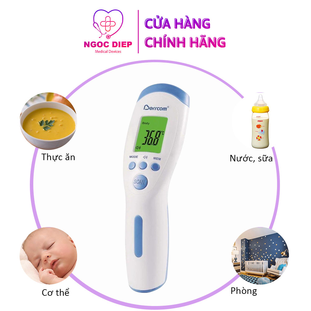 Nhiệt kế điện tử hồng ngoại BERRCOM JXB-182 - Súng bắn nhiệt độ đo trán - Hàng chính hãng