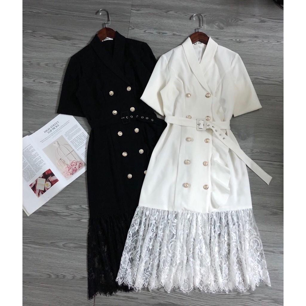 Đầm cati vest phối nút siêu sang xuất xịn